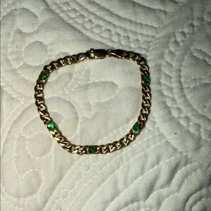 4Ct Round Emerald Created Diamond mini  Cuban Link Bracelet